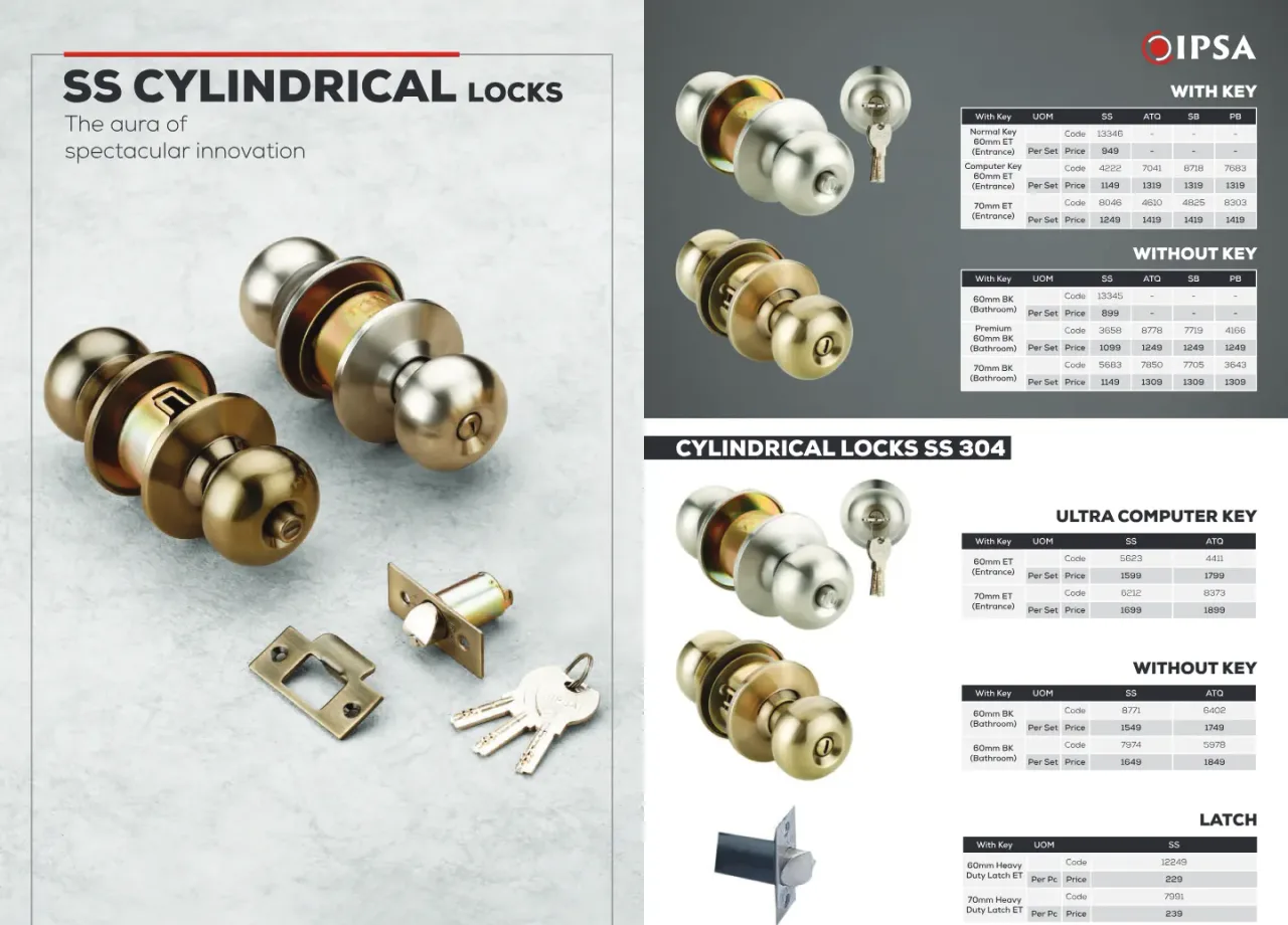 SS304 Ultra Computer Key Cylindrical Lock