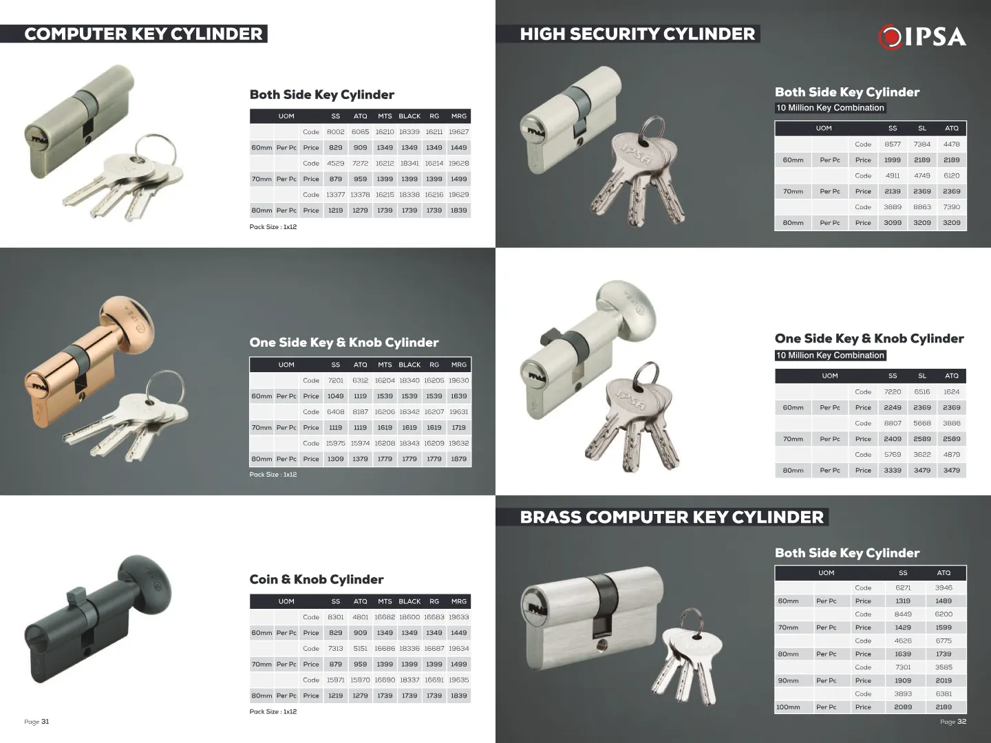 High Security Key & Knob Cylinder