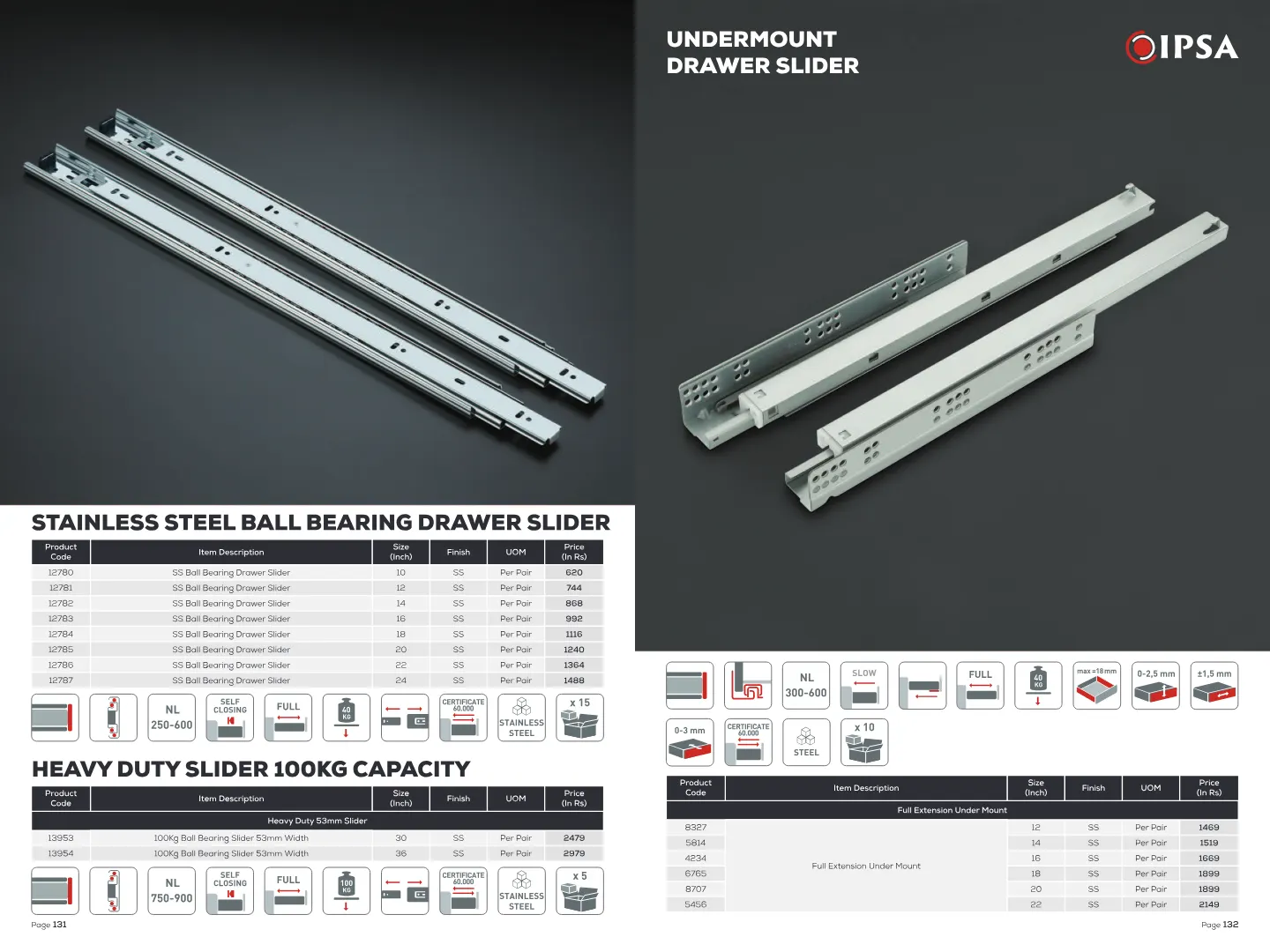 SS Ball Bearing Drawer Slider